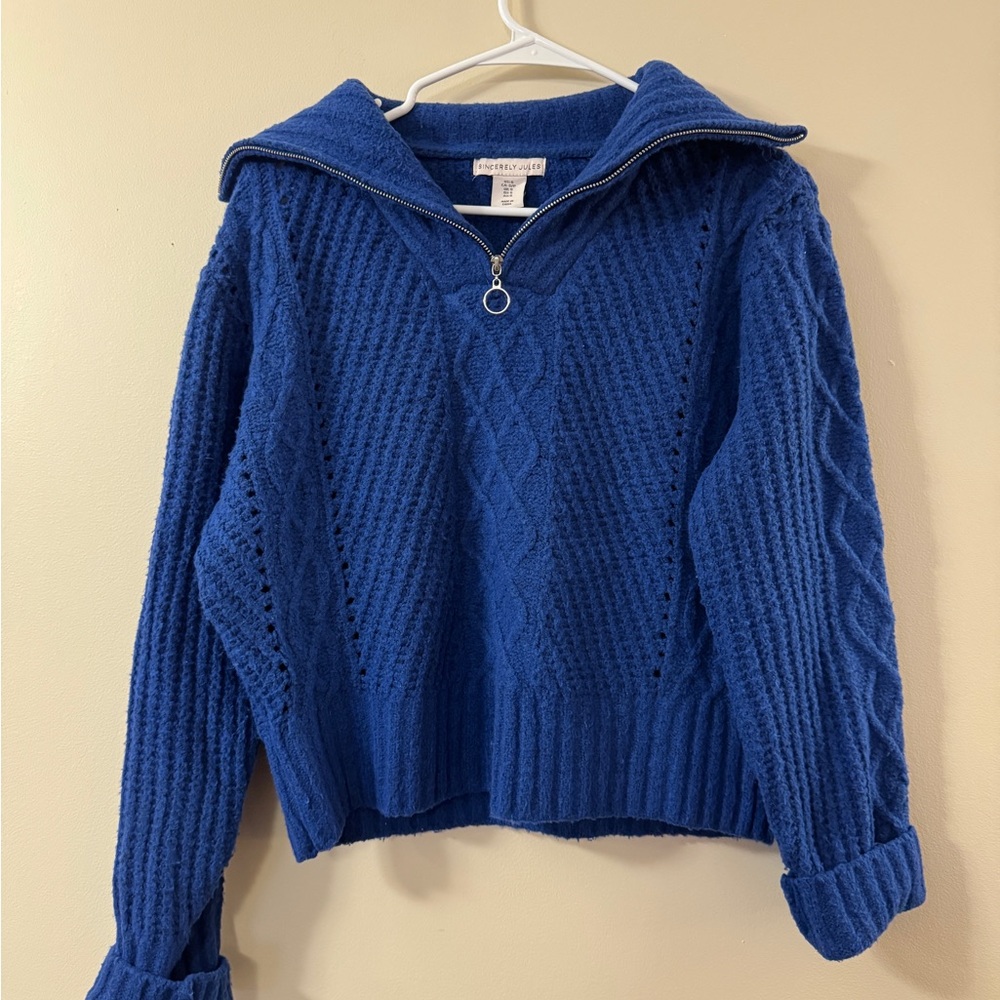 Sincerely Jules Royal Blue Cowl Neck Sweater